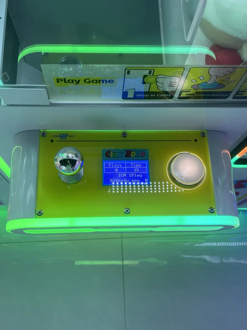 Claw Zone Gen 2 claw machine joystick and button control panel close-up